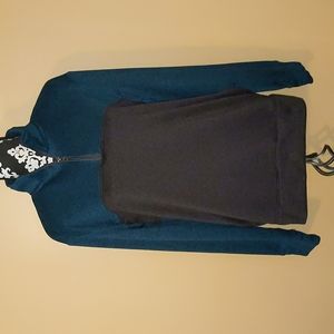 EUC Men's Sonoma l/s Pullover Navy Blue & Gray 1/4 zip & lined Pockets S…